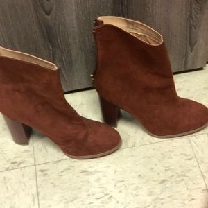 Express suede booties with chunky heels
